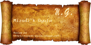 Mizsák Gyula névjegykártya