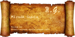 Mizsák Gyula névjegykártya